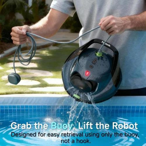 Miniatura 11 de Pooloob Aspirador robótico para piscina con filtración de triple capa y boya flotante, para mantenimiento diario regular, limpieza de piso plano