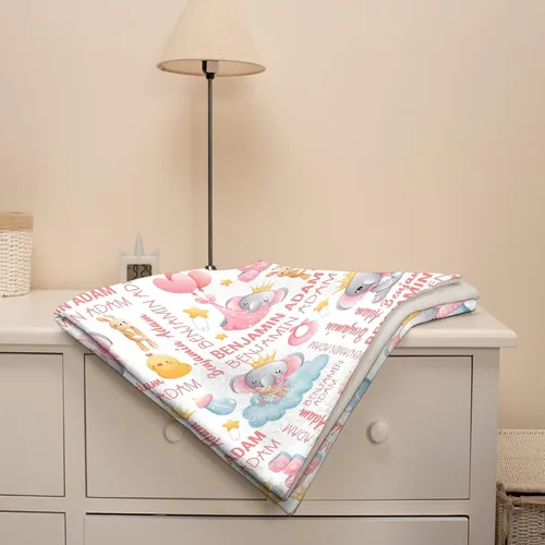 Miniatura 7 de Manta personalizada con nombre de Elaphants, regalo para bebés y niñas, manta de franela suave para recién nacidos, cómoda y acogedora, manta