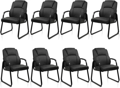 Miniatura 14 de CLATINA Silla de invitados de cuero, silla de mesa de conferencias de recepción con reposabrazos acolchados, sillón estacionario para sala de espera