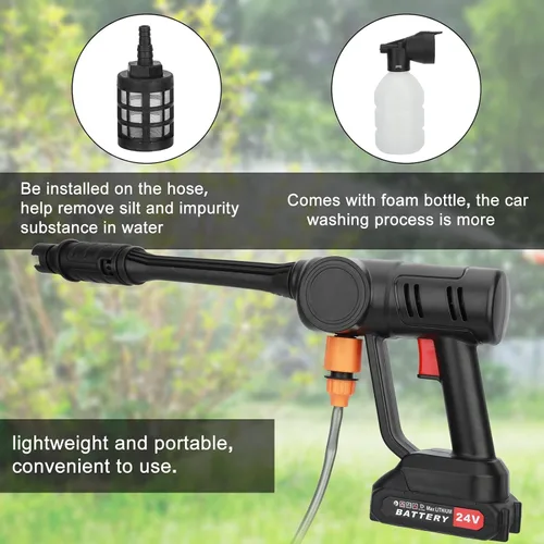 Miniatura 4 de Lavadora eléctrica inalámbrica, lavadora eléctrica inalámbrica portátil de 21 V, 725 PSI, lavadora a presión a batería con boquilla ajustable, 2