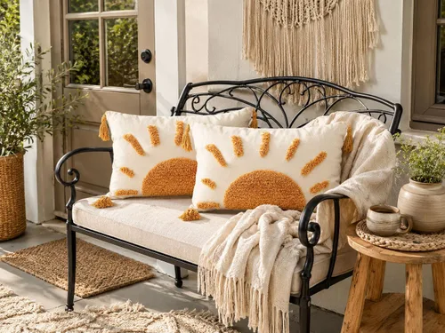 Miniatura 6 de Zealax Funda de almohada decorativa bohemia de 18 x 18 pulgadas para sofá, sala de estar al aire libre, fundas de almohada copetudas con borlas