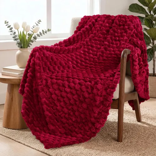 Miniatura 11 de Exclusivo Mezcla - Manta de vellón extragrande, 50 x 70 pulgadas, elegante, tela jacquard suave, mullida, acogedora y ligera, para invierno