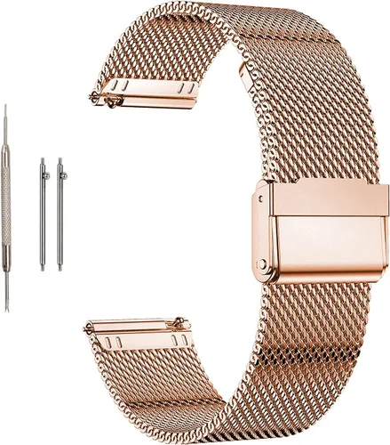 Miniatura 16 de Moran Correa de malla de acero inoxidable de 20 mm, correa de metal de liberación rápida, 18 mm, 20 mm, 22 mm, compatible con Samsung Galaxy Watch