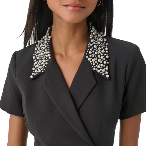 Miniatura 2 de Karl Lagerfeld Paris Vestido de perlas plisadas con botones para mujer