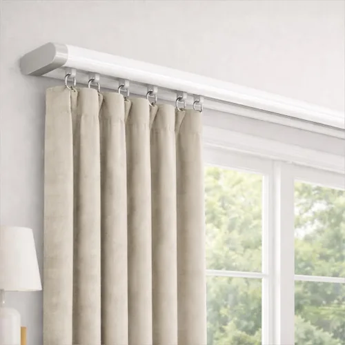 Riel Silencioso para Cortinas Montaje en Techo 6'/8'/10'/12'/15', Ancho 1.7" Riel de Aluminio Blanco para Cortinas, Juego de Rieles para Cortinas de