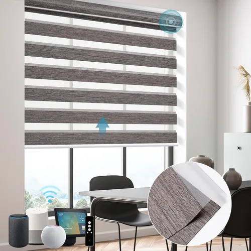Miniatura 30 de SmartWings Persianas motorizadas de cebra con cenefa funcionan con Homekit Thread Alexa Z-Wave Smart de doble capa con control remoto, persiana