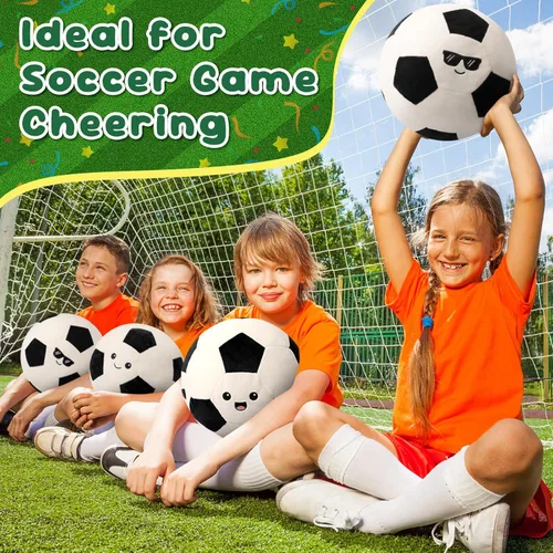Miniatura 3 de Achwishap Soccer Ball Plush, Cute Sports Ball Stuffed Toy with 3 Facial Expressions, Soft Throw Plushies Pillow for Room Decor, for Boys Girls