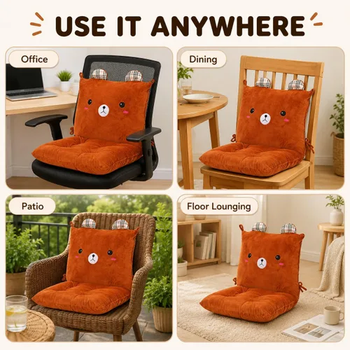 Miniatura 6 de ChezMax juego de almohadón relleno con acolchado, respaldo y asiento, para auto; silla mecedora cuadrada plegable, con estampado de caricaturas