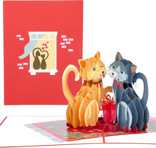 Miniatura 9 de PopLife Tarjeta desplegable 3D de gatos jugando en el sofá, tarjeta de felicitación de papel para amantes de los gatos, día de la madre, cumpleaños