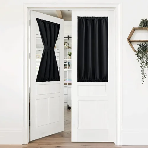 Miniatura 91 de NICETOWN Cortinas opacas unicolor con aislamiento térmico para puerta francesa, granja, oscurecimiento de habitación, puertas y ventanas de Marrón