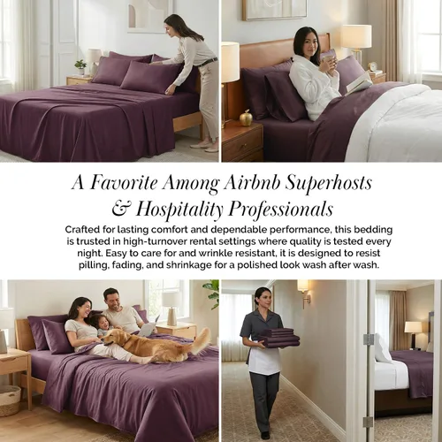 Miniatura 7 de Southshore Fine Living, Inc. Juego de sábanas de 6 piezas tamaño King, sábanas de bolsillo extra profundo de 21 pulgadas King, sábana encimera