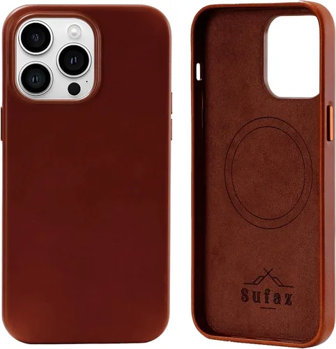 Miniatura 15 de Funda de cuero para iPhone 14 Pro Max - Cuero de grano completo compatible con MagSafe - Funda protectora delgada con botones metálicos y tarjetero