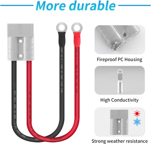 Miniatura 5 de Cable de conexión rápida de batería de 65 amperios 8AWG de 1.12 pies de desconexión rápida - Kit de enchufe de carga de 12 V resistente