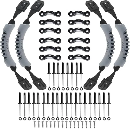 Miniatura 9 de HLOGREE Paquete de 2/4 asas para kayak, mango de transporte de kayak con remaches, asas de repuesto para kayak, asas de kayak para Gris - 2 asas