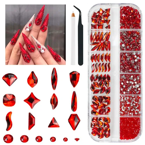 Miniatura 27 de Qiipii 2052 piezas de diamantes de imitación amatista púrpura para uñas, diamantes de imitación de vidrio de color lila claro para uñas, 72 formas