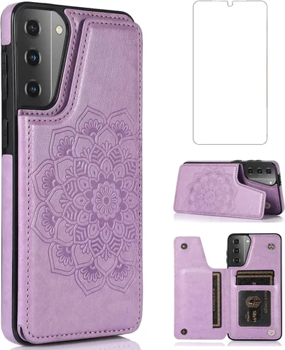 Asuwish Funda compatible con Samsung Galaxy S21 Glaxay S 21 5G de 6.2 pulgadas y protector de pantalla de vidrio templado, accesorios para
