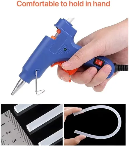Miniatura 6 de Pistola de pegamento caliente con 10 barras de pegamento, kit de mini pistola de pegamento de 30 W, para uso escolar de artes y manualidades, Azul