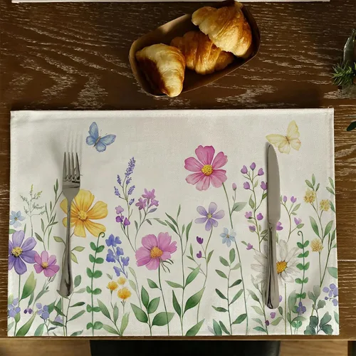 Miniatura 2 de GEEORY Daisy - Juego de 4 manteles individuales de primavera y verano de 12 x 18 pulgadas, diseño de flores silvestres, decoración rústica para Rosa