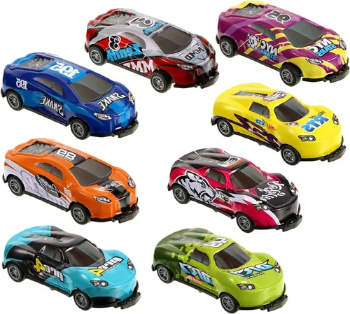 Miniatura 8 de 8 autos de juguete de carreras de tracción hacia atrás, autos de metal para saltar a troquel para niños de 3 a 6 años, no necesitan baterías, auto