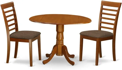 Miniatura 11 de East West Furniture DLML3-MAH-C - Juego de comedor de 3 piezas que contiene una mesa de comedor redonda con gotas y 2 sillas tapizadas de tela