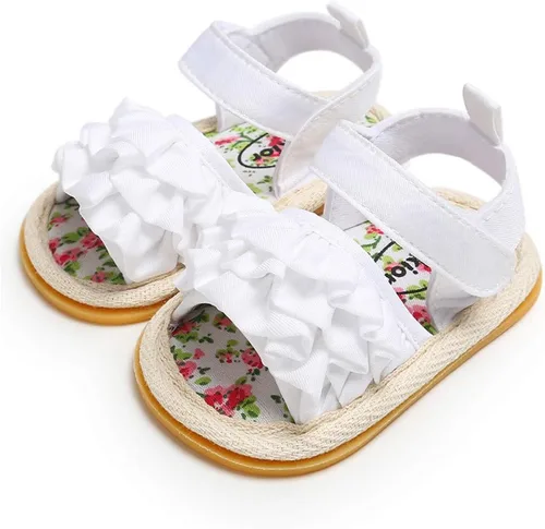 Miniatura 61 de Meckior Sandalias de verano con punta abierta y suave de piel sintética para bebés y niñas pequeñas