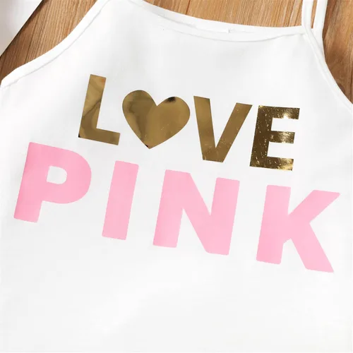 Miniatura 5 de PATPAT Toddler Girl's 2 Piece Outfits Letter Print Camisole Crop Tops and Sweatpants Set 2 Piece Clothes Set