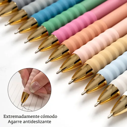 Miniatura 4 de Aisibeiger Bolígrafos de tinta negra con agarre súper suave de punta media de 1.0 mm Bolígrafos de oficina (oro 12 unidades)
