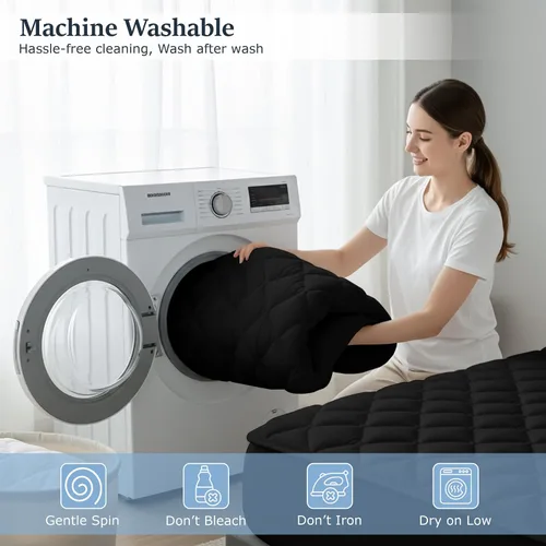 Miniatura 6 de LUX Décor Protector de Colchón Twin - Cubrecolchón Acolchado Elástico Ajustable Protector Hasta 16 Pulgadas de Profundidad - Cubrecolchón Suave