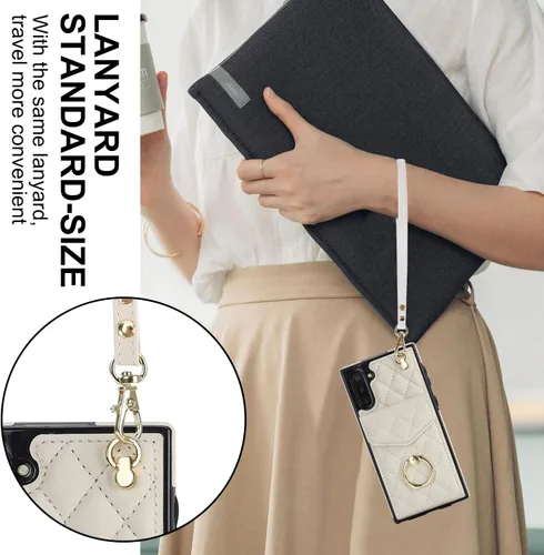 Miniatura 7 de Asuwish Funda de teléfono para Samsung Galaxy Note 10 5G con protector de pantalla de vidrio templado y correa para la muñeca, anillo de bloqueo
