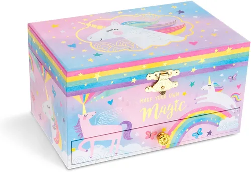 Miniatura 2 de Jewelkeeper Caja de música de unicornio y juego de joyas para niñas pequeñas, 3 regalos de unicornio para niñas