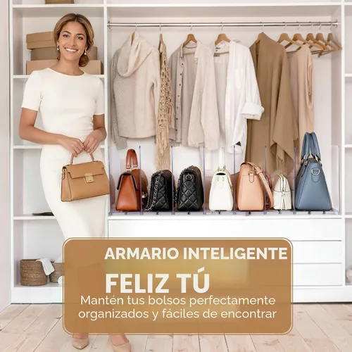 Miniatura 5 de Organizador de bolsas y bolsos ajustables para clóset Divisores de estantes transparentes para organización del armario, separador vertical