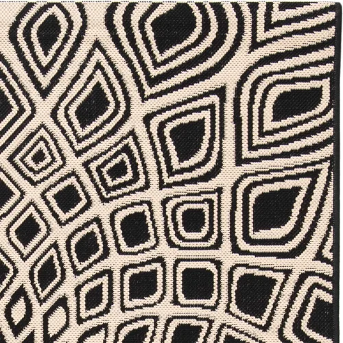 Miniatura 6 de SAFAVIEH Alfombra lavable para exteriores, 9 x 12 pies, color negro y beige, no desprende pelusa y fácil limpieza, ideal para patio, patio trasero