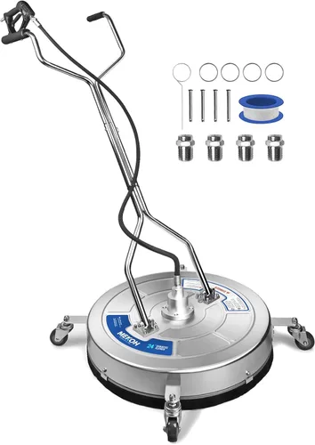 MEKOH Limpiador de superficies de lavadora a presión de 24 pulgadas para áreas grandes, limpiador de superficie de acero inoxidable 4500PSI, doble