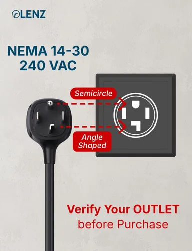 Miniatura 2 de LENZ Adaptador NEMA 14-30 para conector móvil Tesla Gen 2 y Gen 3, carga máxima de 24 A en tomas de corriente de 240 V 14-30