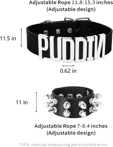 Miniatura 6 de Gargantilla de Halloween para mujeres y niñas, collar de cuero gargantilla de cuero, pulsera de espigas, accesorios de custume de Halloween