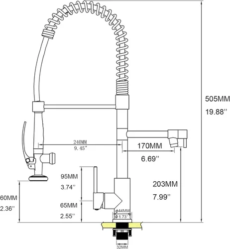 Miniatura 7 de Grifo de cocina, grifo de agua potable de 3 vías, grifo de cocina moderno con rociador extraíble, grifos de fregadero de cocina de doble asa, grifos