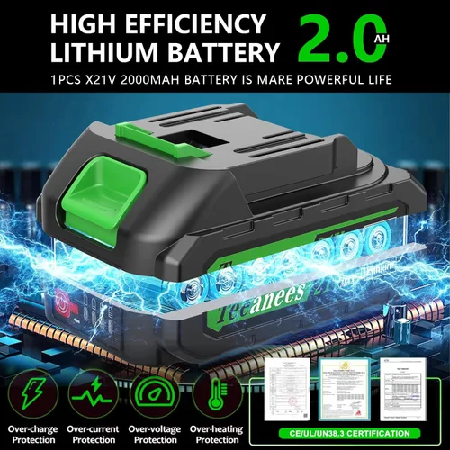 Miniatura 2 de Mini motosierra inalámbrica, pequeña motosierra eléctrica de 6 pulgadas con batería de 21 V y 3 cadenas, motosierra de mano alimentada por batería