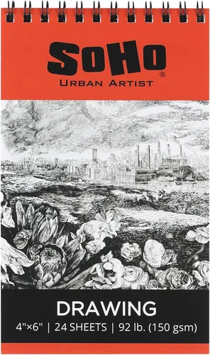 SoHo Urban Artist Bloc de dibujo de tapa blanda, 4 x 6 pulgadas, 92 libras (5.29 oz/m²), cuaderno de bocetos de medios mixtos, 24 hojas de doble