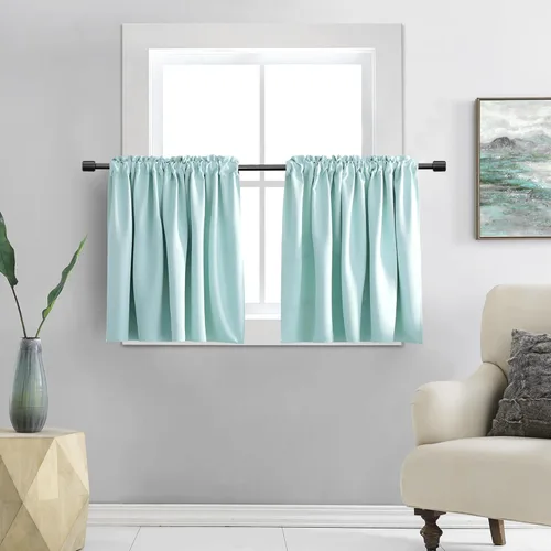 Miniatura 30 de DONREN - Cortinas blackout de 2 paneles con bolsillo para cortinero Negro