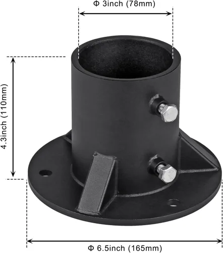 Miniatura 4 de Insaga Brida de base de 3 pulgadas, brida de piso de poste de valla de eslabones de cadena, soporte de hormigón sólido pesado para sostener