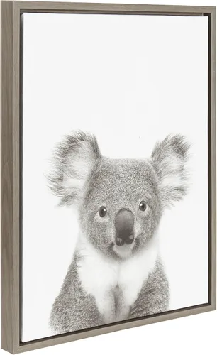 Miniatura 2 de Kate and Laurel Sylvie Koala - Lienzo enmarcado con retrato en blanco y negro por Simon Te Tai, 18 x 24 pulgadas, gris