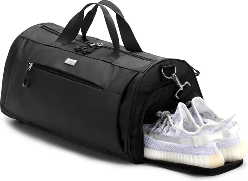 TOPDesign Bolsa de gimnasio para mujeres y hombres, bolsa de lona unisex con compartimento para zapatos y bolsillo húmedo para viajes, deportes,