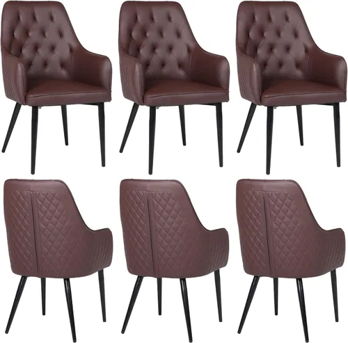 Miniatura 11 de Juego de 4 sillas de comedor modernas, tapizadas de piel sintética, sillas de comedor, silla de cocina, silla con brazo copetudo con patas de metal