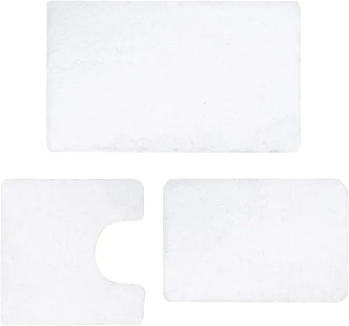 Miniatura 23 de Juego de alfombras de baño de lujo de 3 piezas con alfombra de inodoro en forma de U, fondo de goma antideslizante, microfibra gruesa, felpa suave