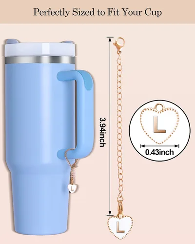 Miniatura 4 de Accesorios para Stanley Cup, con nombre de identificación y asa para vaso Stanley/Simple Moderno, Dijes de identificación inicial