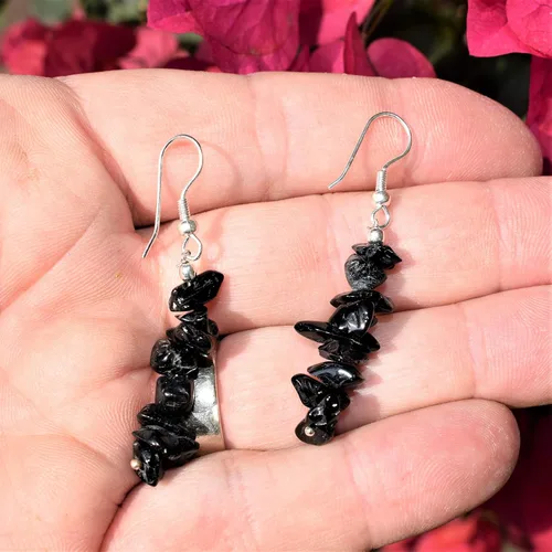 Miniatura 6 de CHARGED - Pendientes de diseño de piedras preciosas naturales + corazón de carga de selenita incluidos