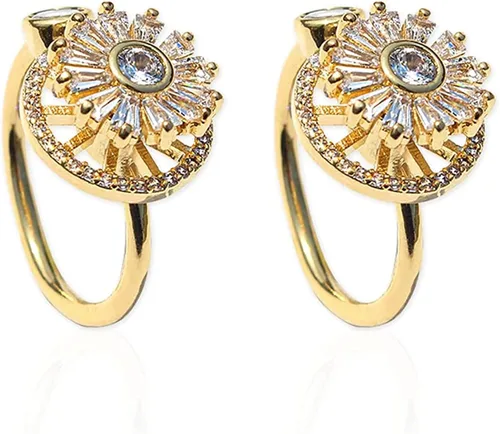 Miniatura 8 de Aphro Anillo giratorio de cristal dorado para aliviar la ansiedad – Anillo giratorio ajustable para aliviar la ansiedad y el estrés, regalo