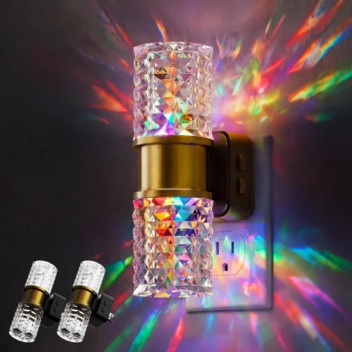 Miniatura 23 de Luces nocturnas que se enchufan a la pared, luz nocturna que cambia de color con enchufe giratorio, sensor de luz del atardecer al amanecer y brillo