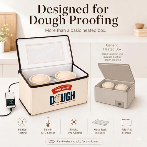 Miniatura 8 de BLUBYEES Caja de fermentación plegable mejorada con calefacción de 3 lados, sensor NTC incorporado y control preciso de temperatura de 68-104°F