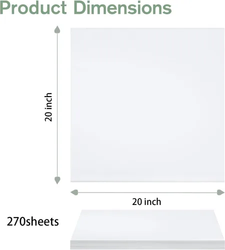 Miniatura 2 de Simetufy Papel de seda blanco para bolsas de regalo, 270 hojas de 20 x 20 pulgadas, papel de regalo blanco para embalaje, papel de seda de regalo a